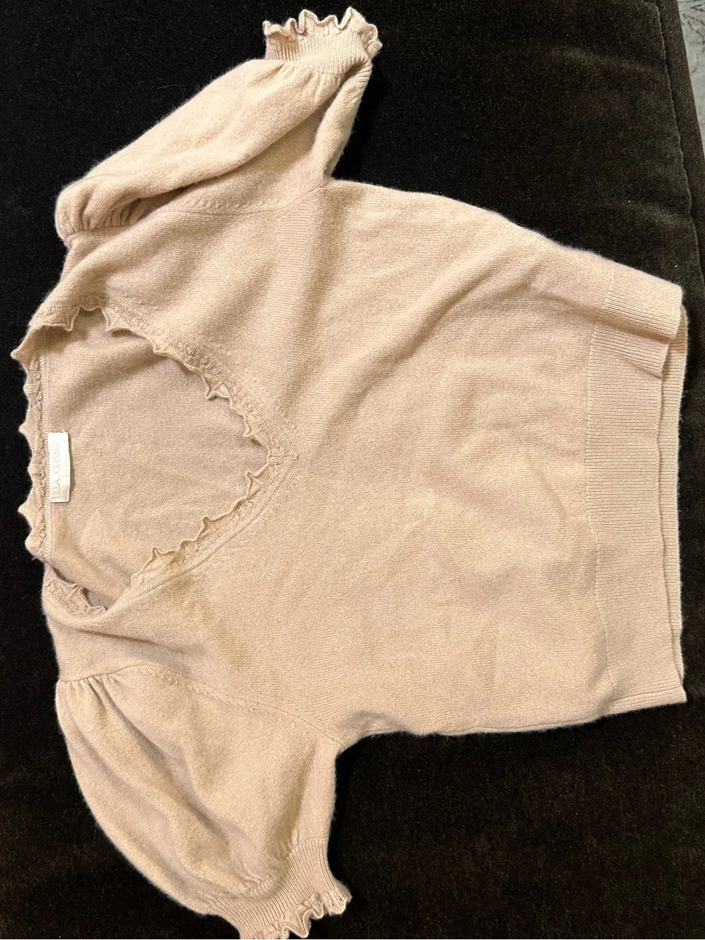Ulla Johnson  $370 Polline Cashmere Frilled Short-Sleeve Sweater Cashmere SMALL